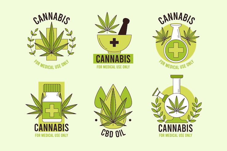 Vector gratuito insignias de cannabis medicinal
