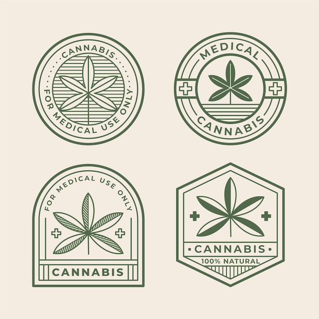 Vector gratuito insignias de cannabis medicinal