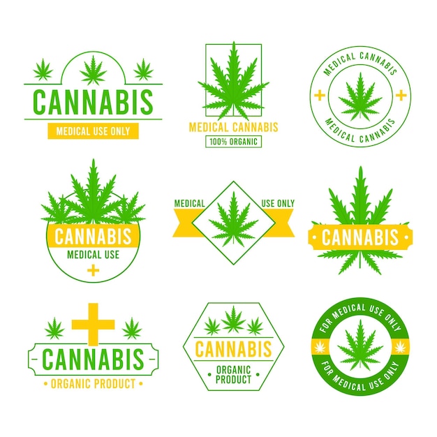 Vector gratuito insignias de cannabis orgánico médico