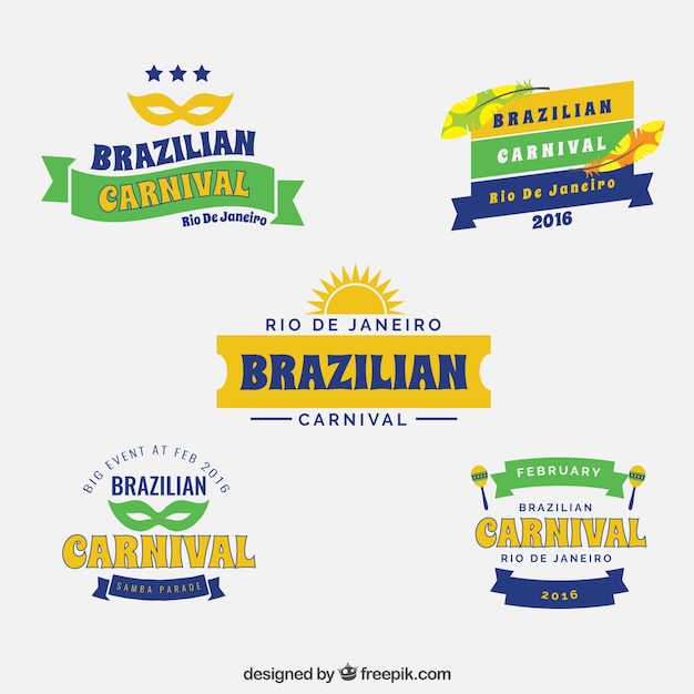 Vector gratuito insignias de carnaval brasileño del río de janeiro