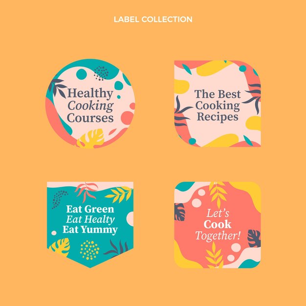 Insignias de comida de diseño plano