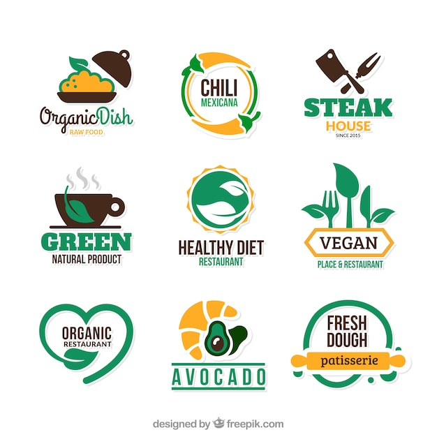 Vector gratuito insignias de comida eco