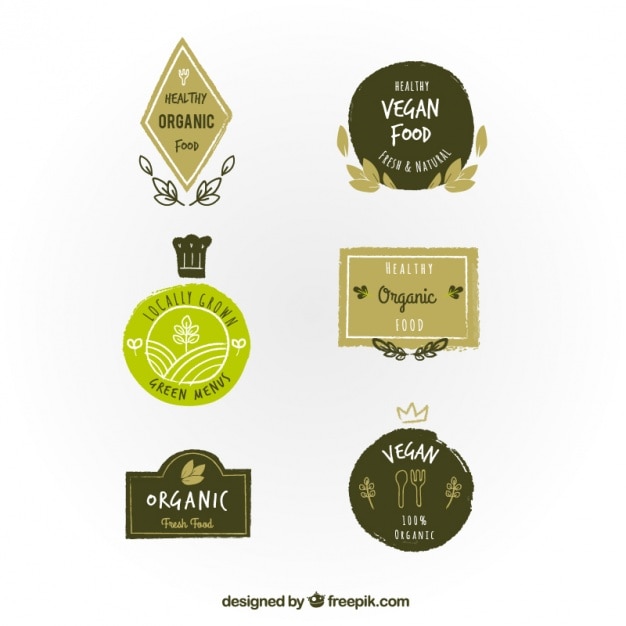 Vector gratuito insignias de comida orgánica