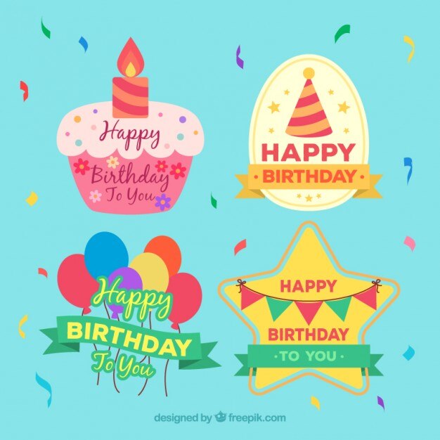 Insignias de cumpleaños alegres