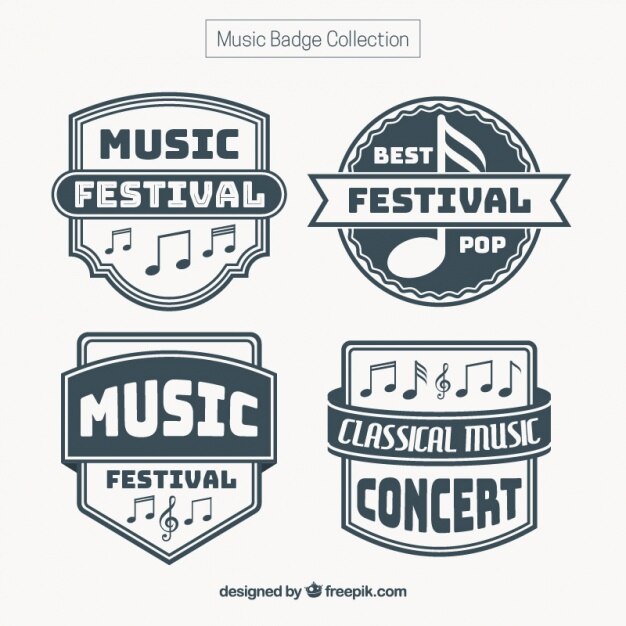 Insignias decorativas retro de música 