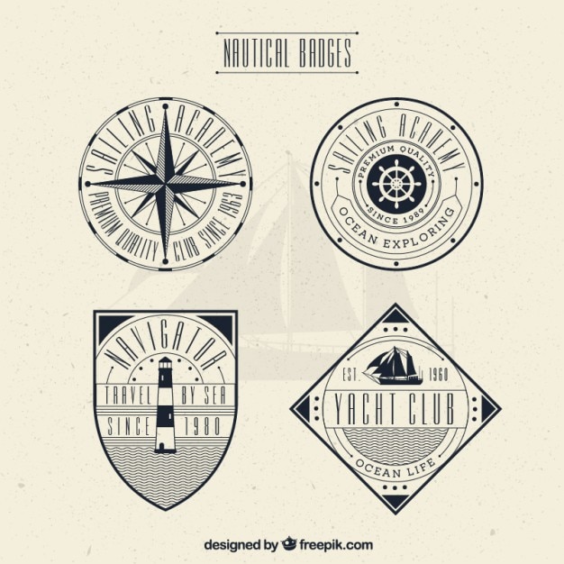 Vector gratuito insignias decorativas vintage de navegación