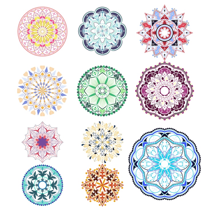 Vector gratuito insignias detalladas del mandala