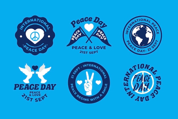 Vector gratuito insignias del día internacional de la paz de diseño plano