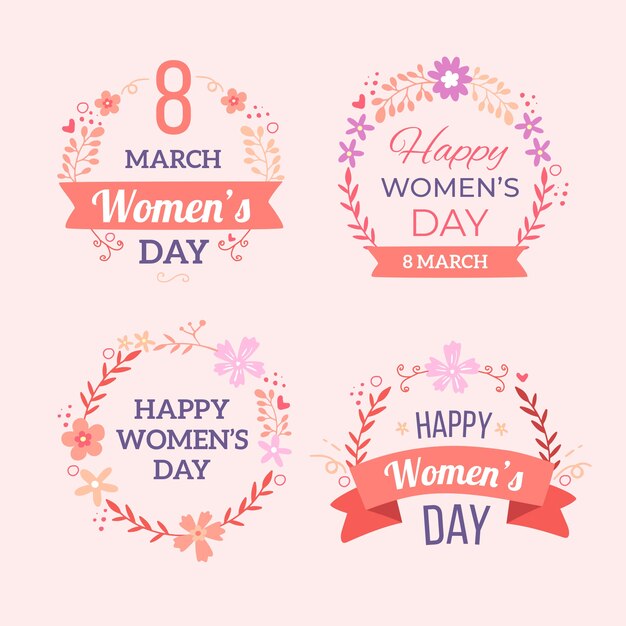 Insignias del día para mujer dibujadas a mano