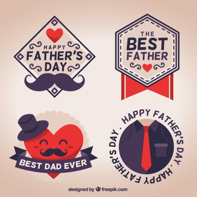 Insignias del día del padre con bigotes