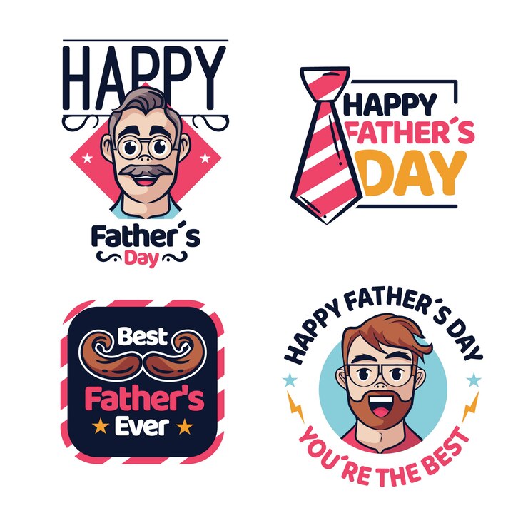 Vector gratuito insignias dibujadas del día del padre