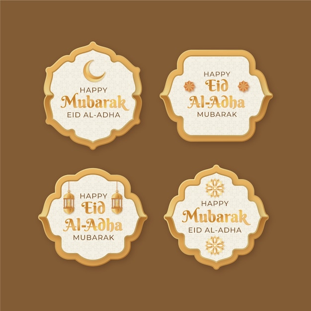 Insignias doradas realistas de eid al-adha