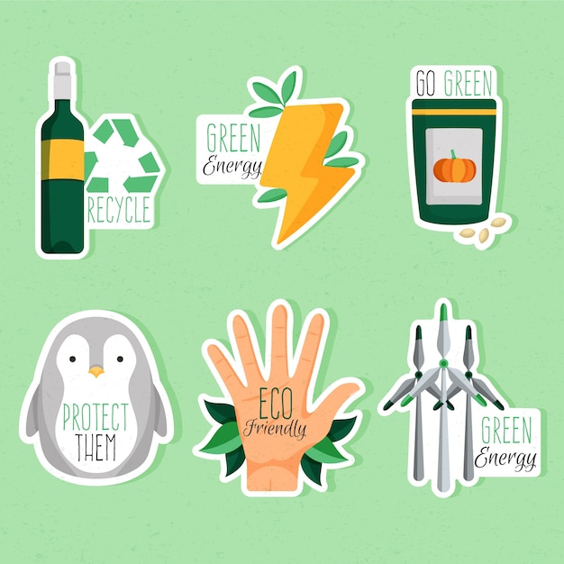 Vector gratuito insignias de ecología dibujadas a mano