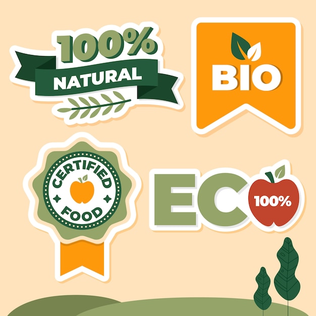 Vector gratuito insignias de ecología dibujadas a mano