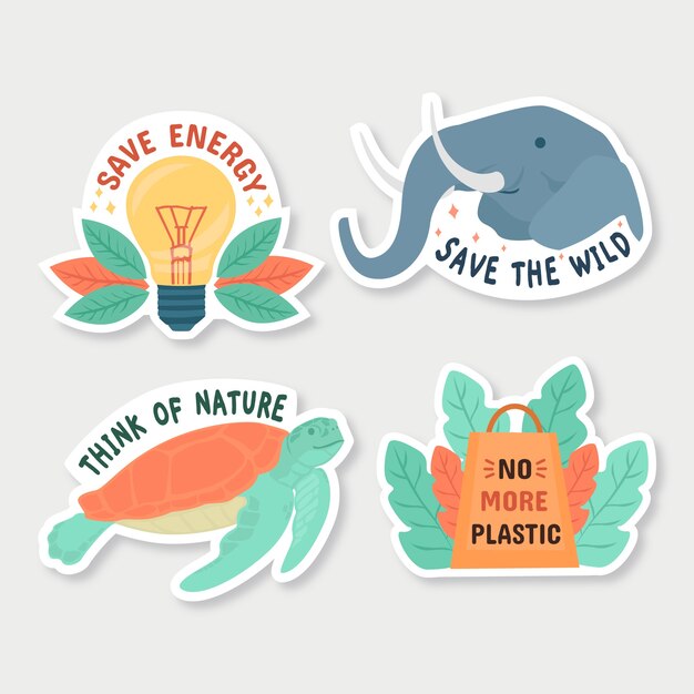 Insignias de ecología diseño dibujado a mano