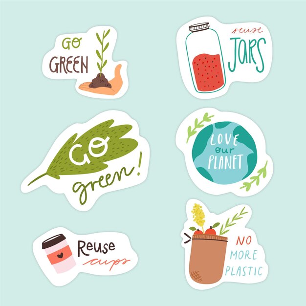 Insignias de ecología diseño dibujado a mano