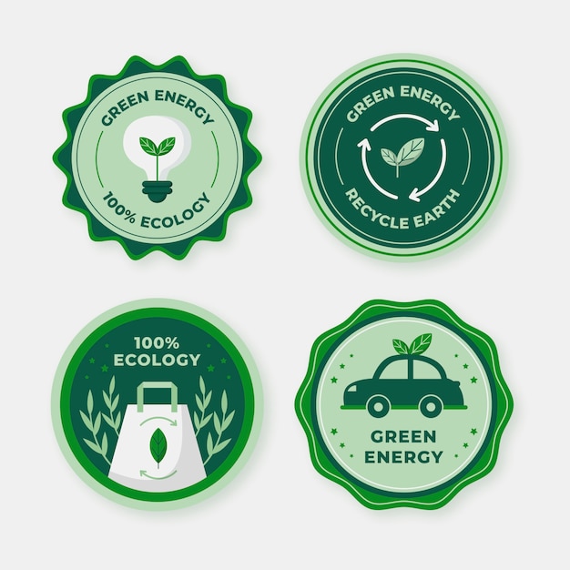 Vector gratuito insignias de ecología de diseño plano