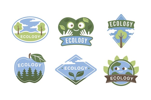 Insignias de ecología de diseño plano