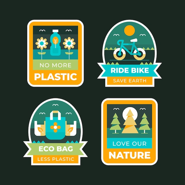 Insignias de ecología de diseño plano