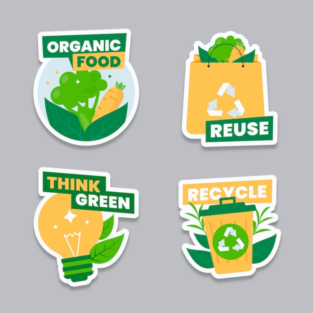 Insignias de ecología de diseño plano