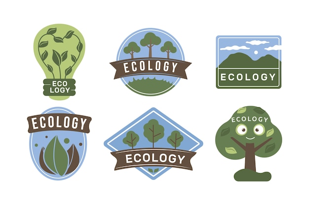 Insignias ecológicas de diseño plano