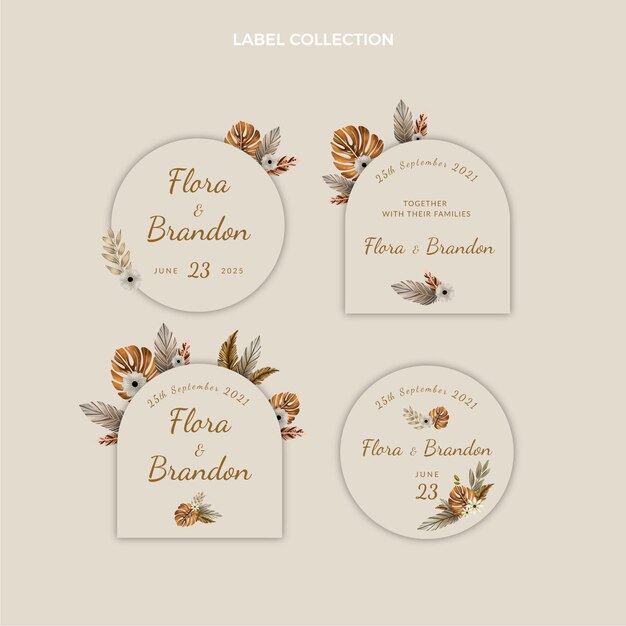 Insignias y etiqueta de cumpleaños boho acuarela