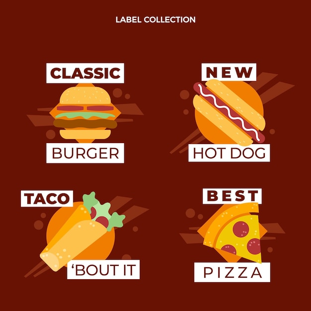 Insignias y etiquetas planas para alimentos