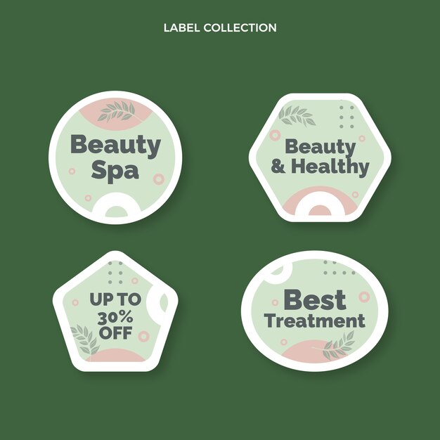Insignias y etiquetas de spa de diseño plano