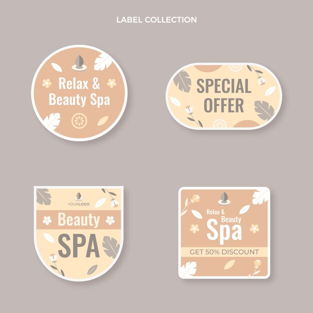 Insignias y etiquetas de spa de diseño plano