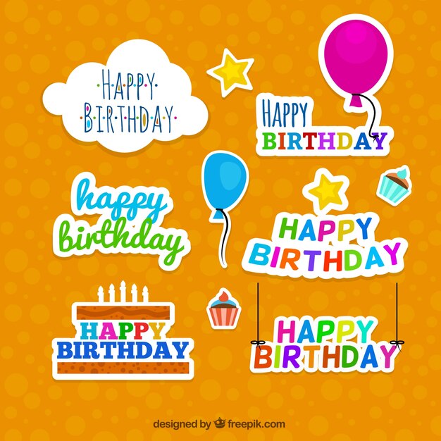 Insignias del feliz cumpleaños