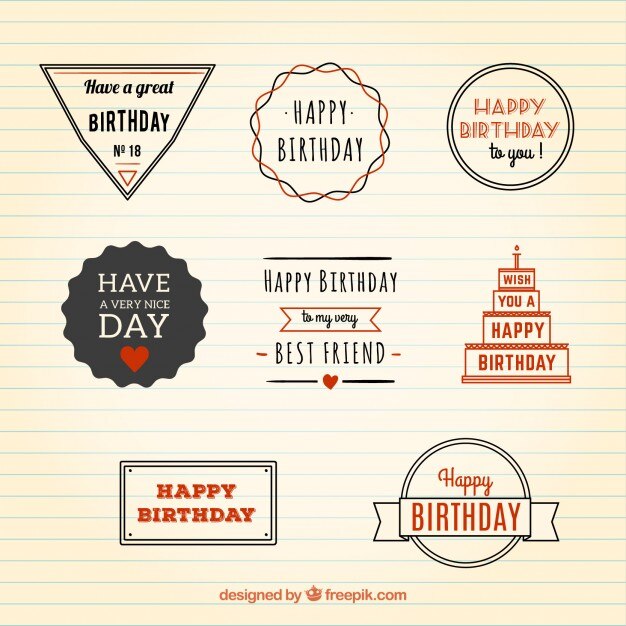Insignias del feliz cumpleaños