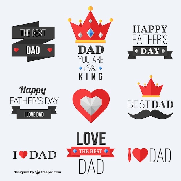 Vector gratuito insignias del feliz día del padre