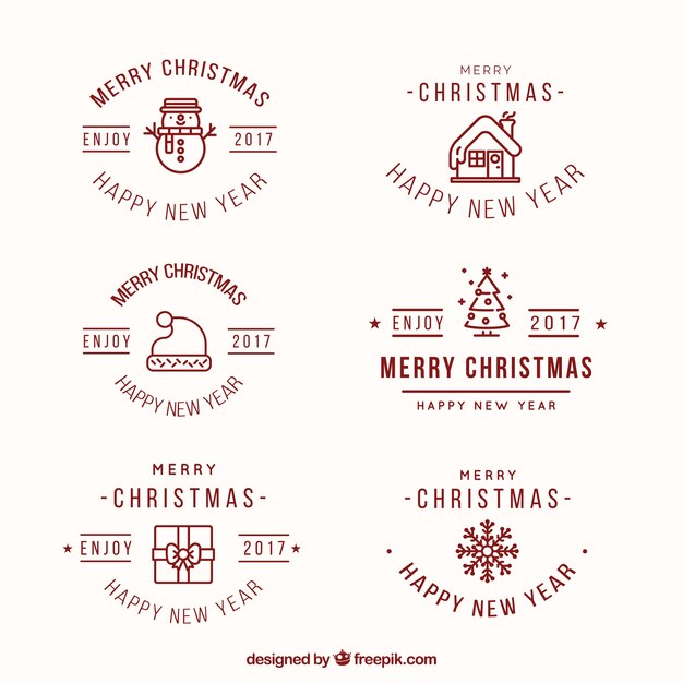 Insignias de feliz navidad y año nuevo 