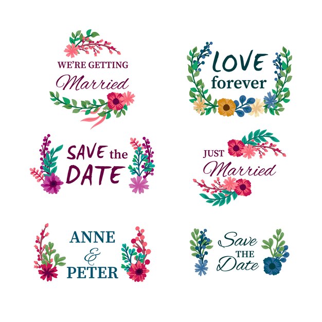 Insignias florales de la boda