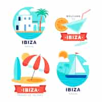 Vector gratuito insignias de ibiza de diseño plano