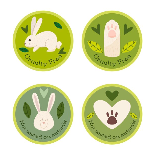 Insignias libres de crueldad dibujadas a mano.