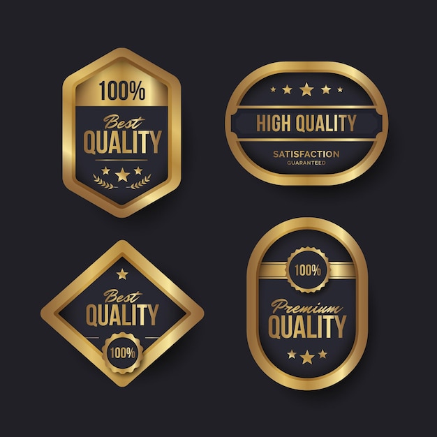 Vector gratuito insignias de lujo dorado degradado