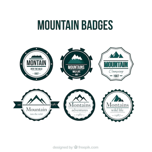 Vector gratuito insignias de montaña retro