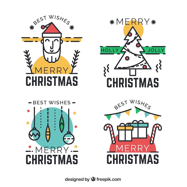 Insignias de navidad en estilo lineal