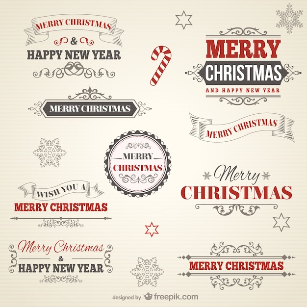 Insignias de Navidad estilo retro