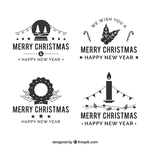 Vector gratuito insignias de navidad minimalistas