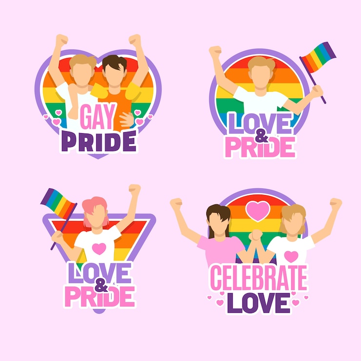 Vector gratuito insignias de neón del día del orgullo
