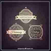 Vector gratuito insignias ornamentales vintage