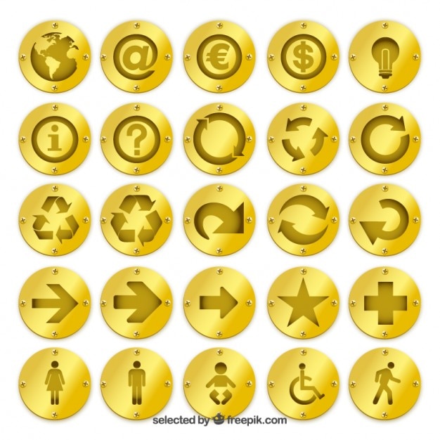 Insignias de oro con iconos