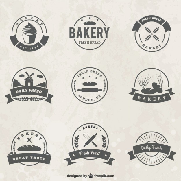 Vector gratuito insignias de panadería