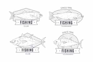 Vector gratuito insignias de pesca vintage detalladas