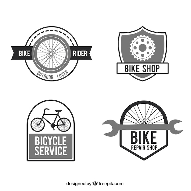 Vector gratuito insignias planas de bicis y piezas