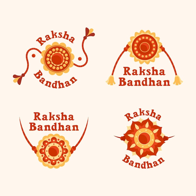 Insignias planas de raksha bandhan