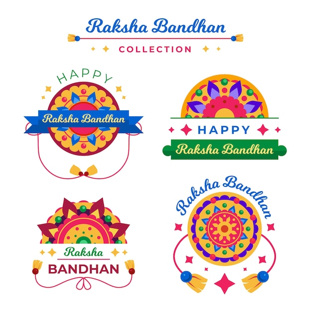 Insignias planas de raksha bandhan