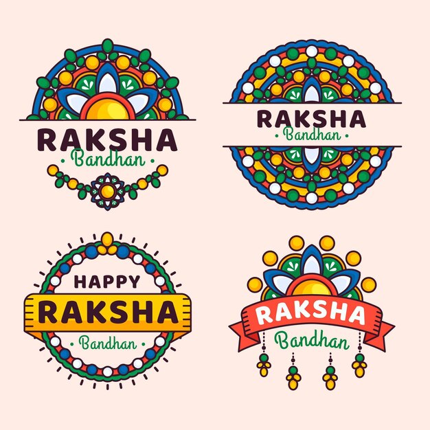 Insignias planas de raksha bandhan